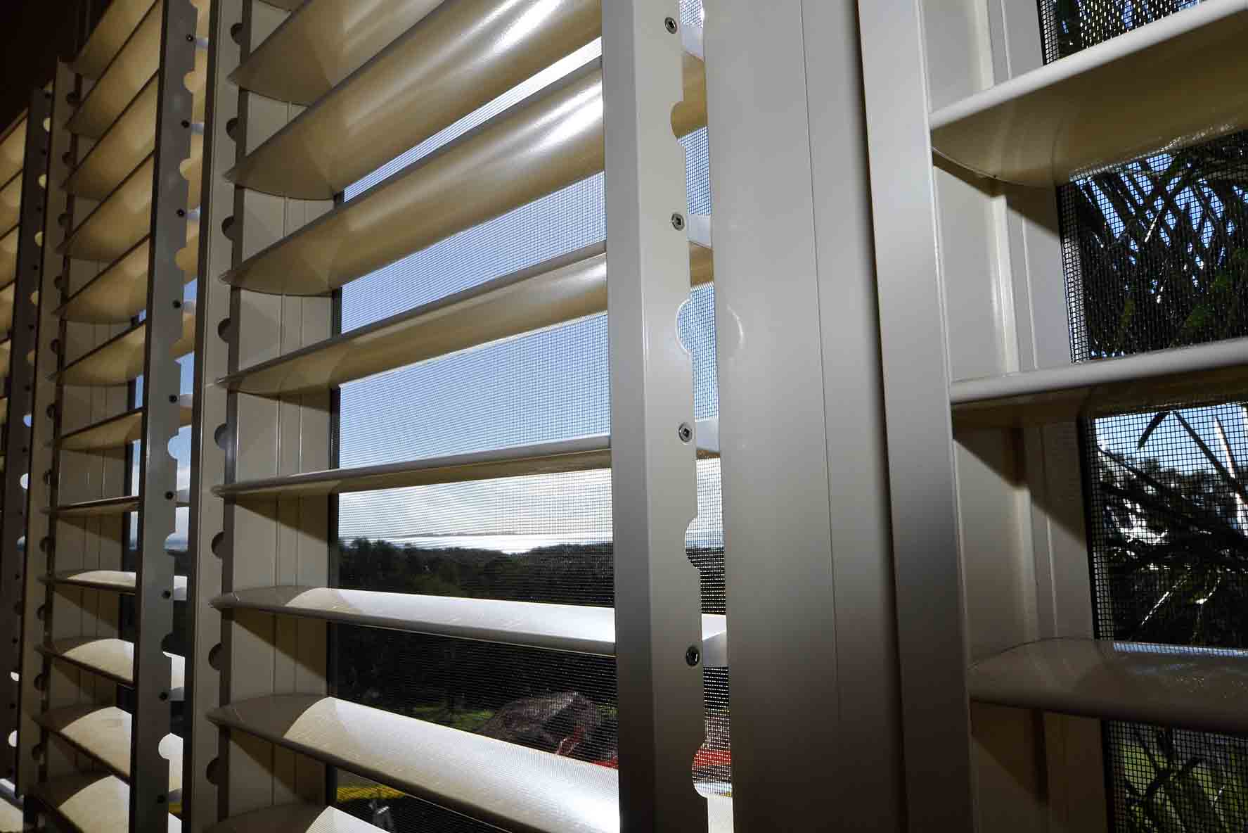 Aluminium shutters installed on a home on the Sunshine Coast