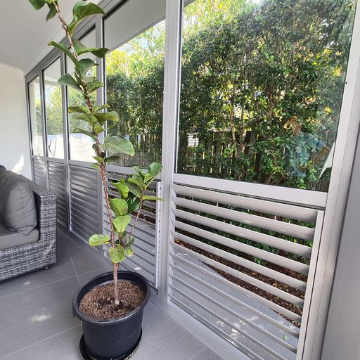 Balcony with plants — Plantation Shutters Sunshine Coast in Moffat Beach, QLD